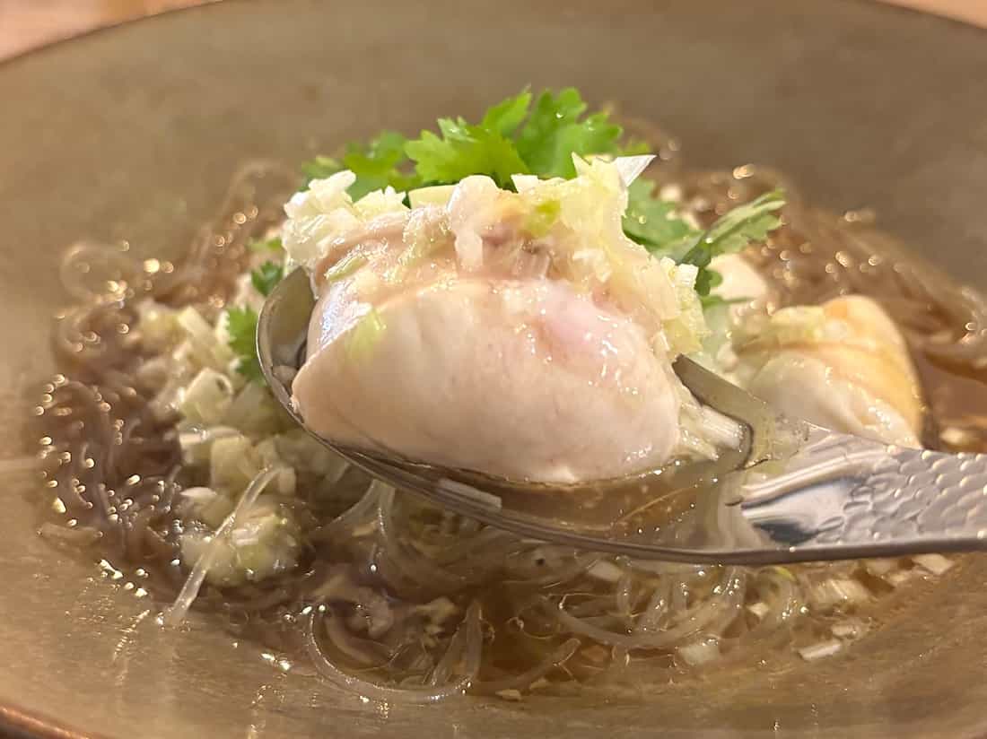 ゴマふぐ白子のニンニクしょう油がけの白子