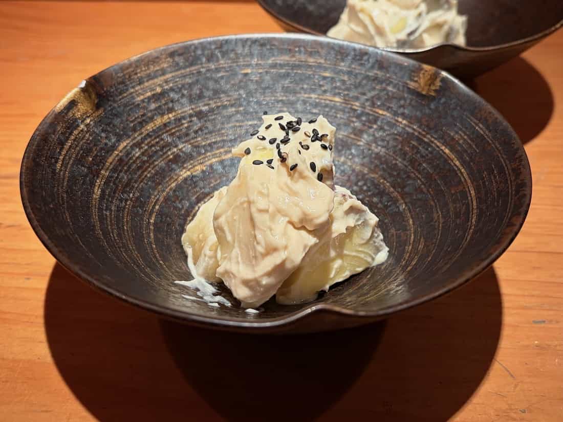 さつま芽と洋梨の白和え