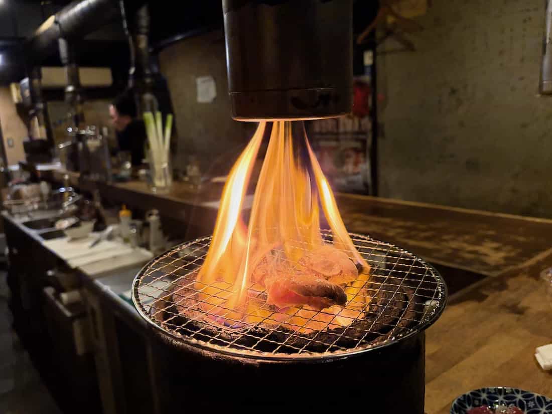 脂付きWホルモンの焼き