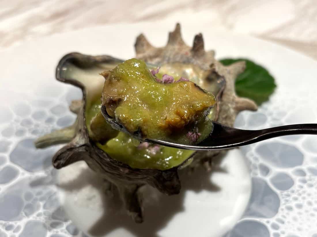 椒麻海螺(ちゃおまーはいろぅお)サザエとつぶ貝の中国青山椒炒め