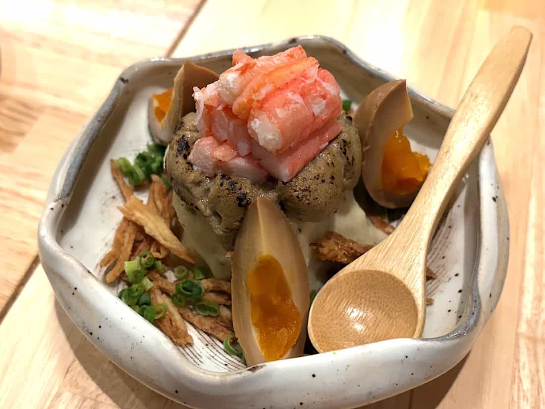 半熟玉子とポテトサラダ・蟹みそ仕立て
